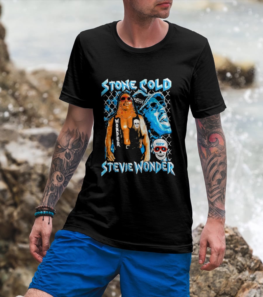 Stone Cold Stevie Wonder Collaboration Red Sunglasses T-Shirt