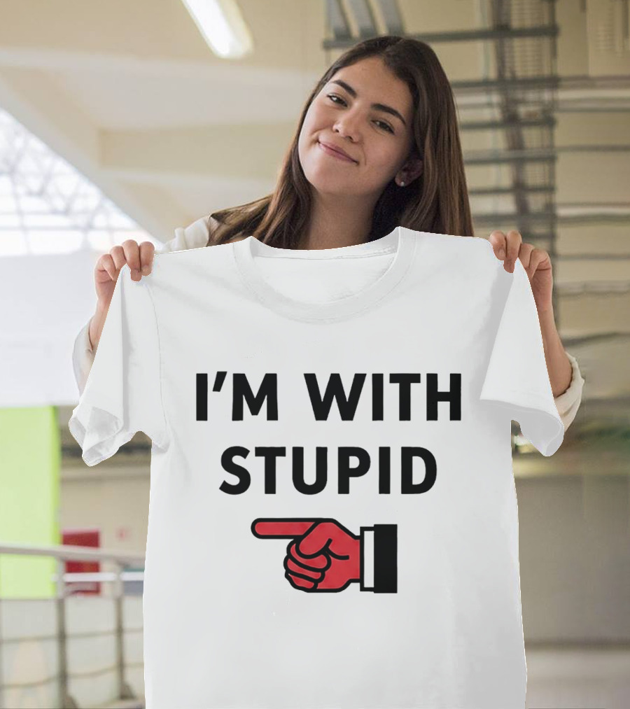 I'm With Stupid Red Pointing Finger T-Shirt