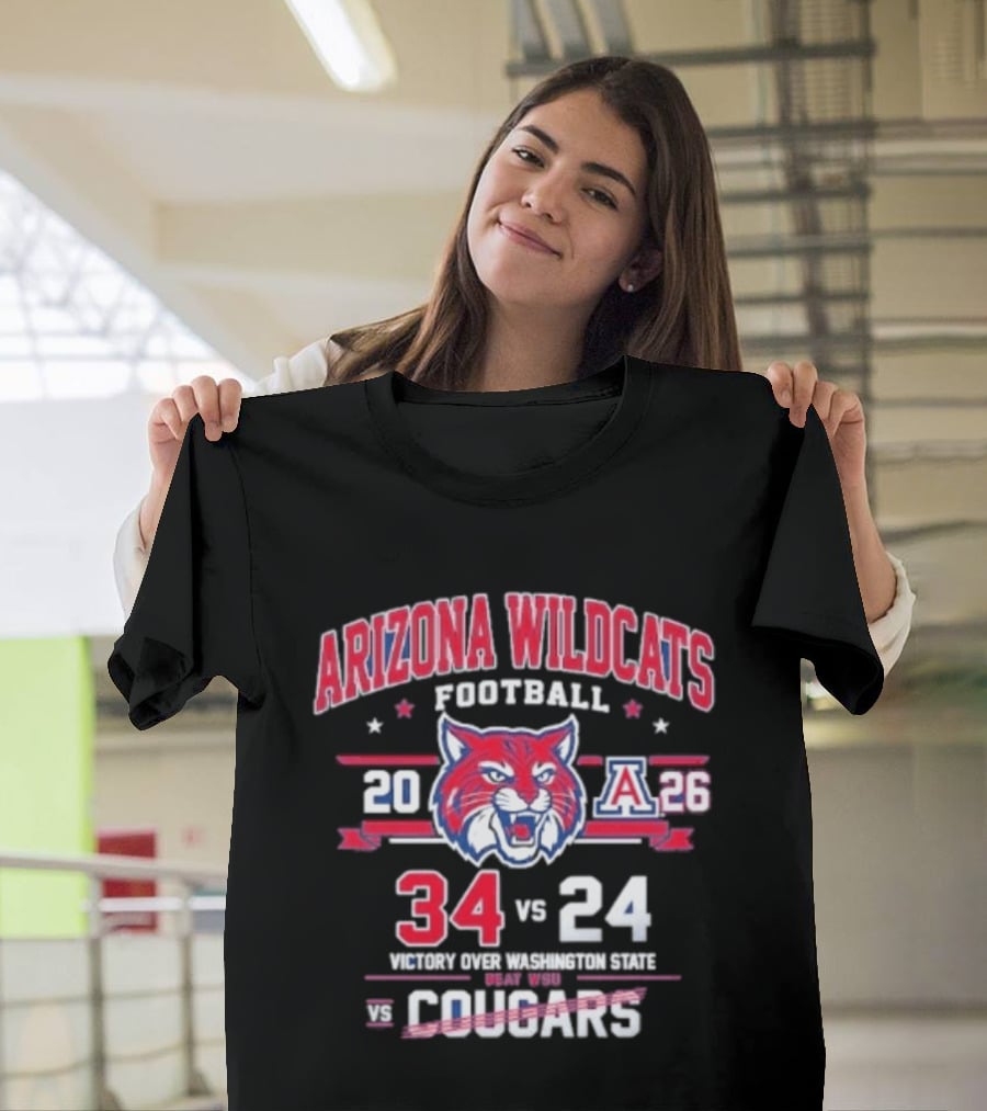 Arizona Wildcats Football 2026 Victory Over Washington State Cougars 34 24 T-Shirt