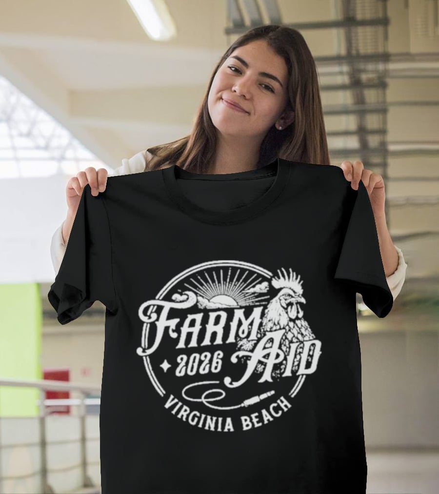 Farm Aid 2026 Virginia Beach Concert Rooster Sunburst T-Shirt