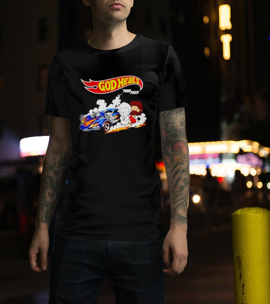 God Heals Hot Wheels Jesus And Lamb Twin Mill T-Shirt