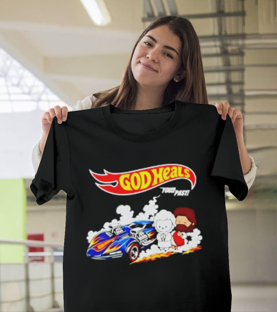 God Heals Hot Wheels Jesus And Lamb Twin Mill T-Shirt