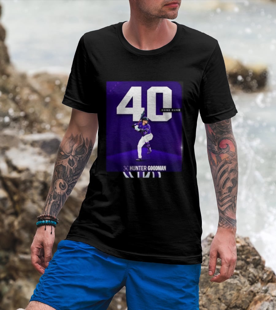 Hunter Goodman 40 Home Runs Colorado Rockies Purple T-Shirt