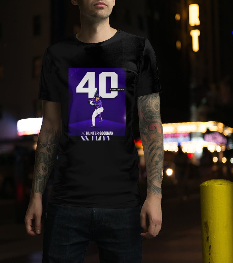 Hunter Goodman 40 Home Runs Colorado Rockies Purple T-Shirt