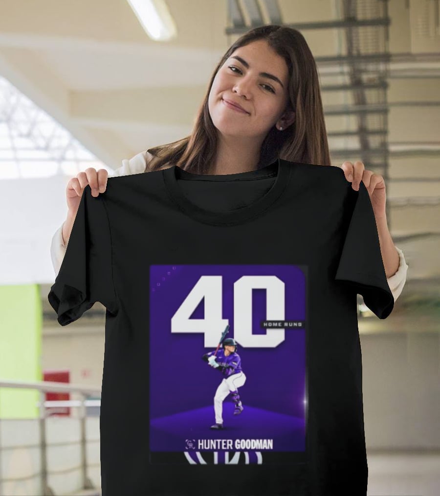 Hunter Goodman 40 Home Runs Colorado Rockies Purple T-Shirt