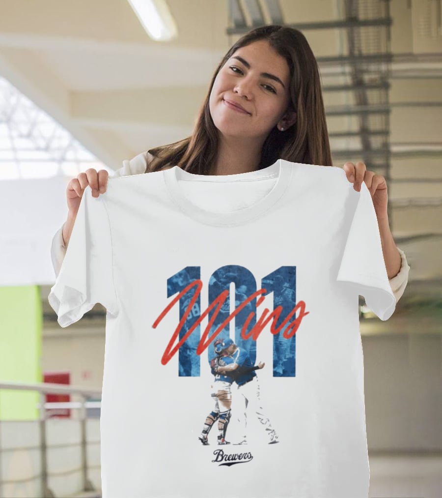 Brewers 101 Wins Robert Gasser William Contreras Celebration T-Shirt