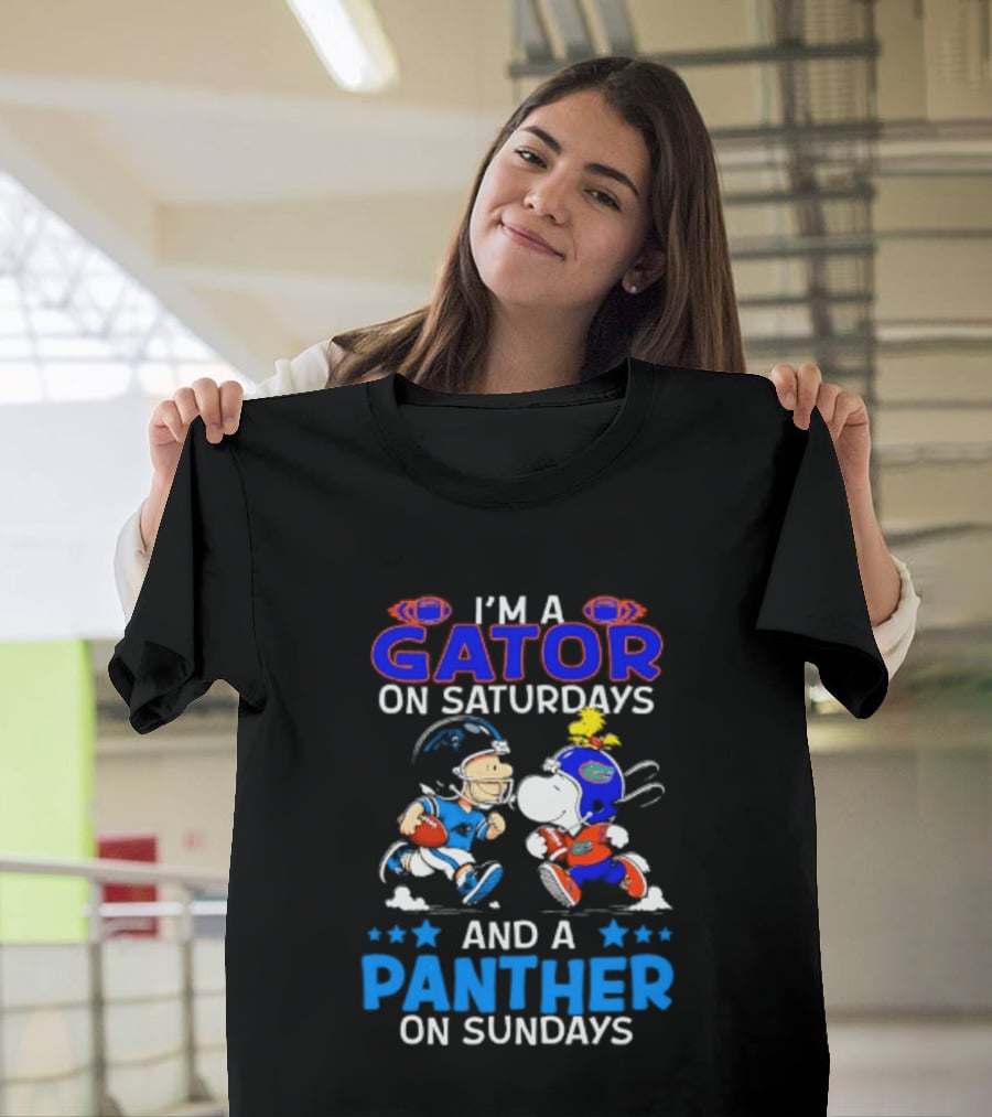 Peanuts I'm A Gator On Saturdays And A Panther On Sundays Football T-Shirt