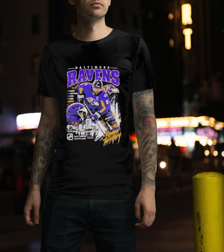Baltimore Ravens Territory Tradition Never Fades Skyline Maryland Hockey T-Shirt