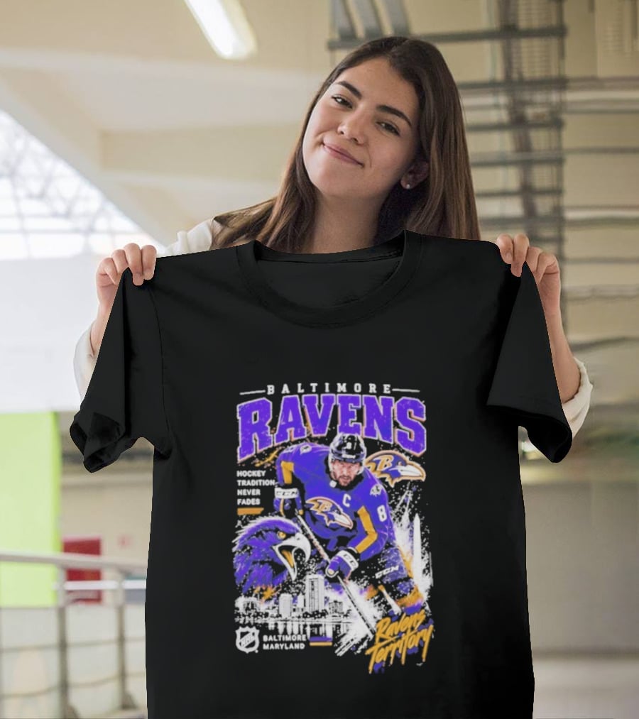 Baltimore Ravens Territory Tradition Never Fades Skyline Maryland Hockey T-Shirt
