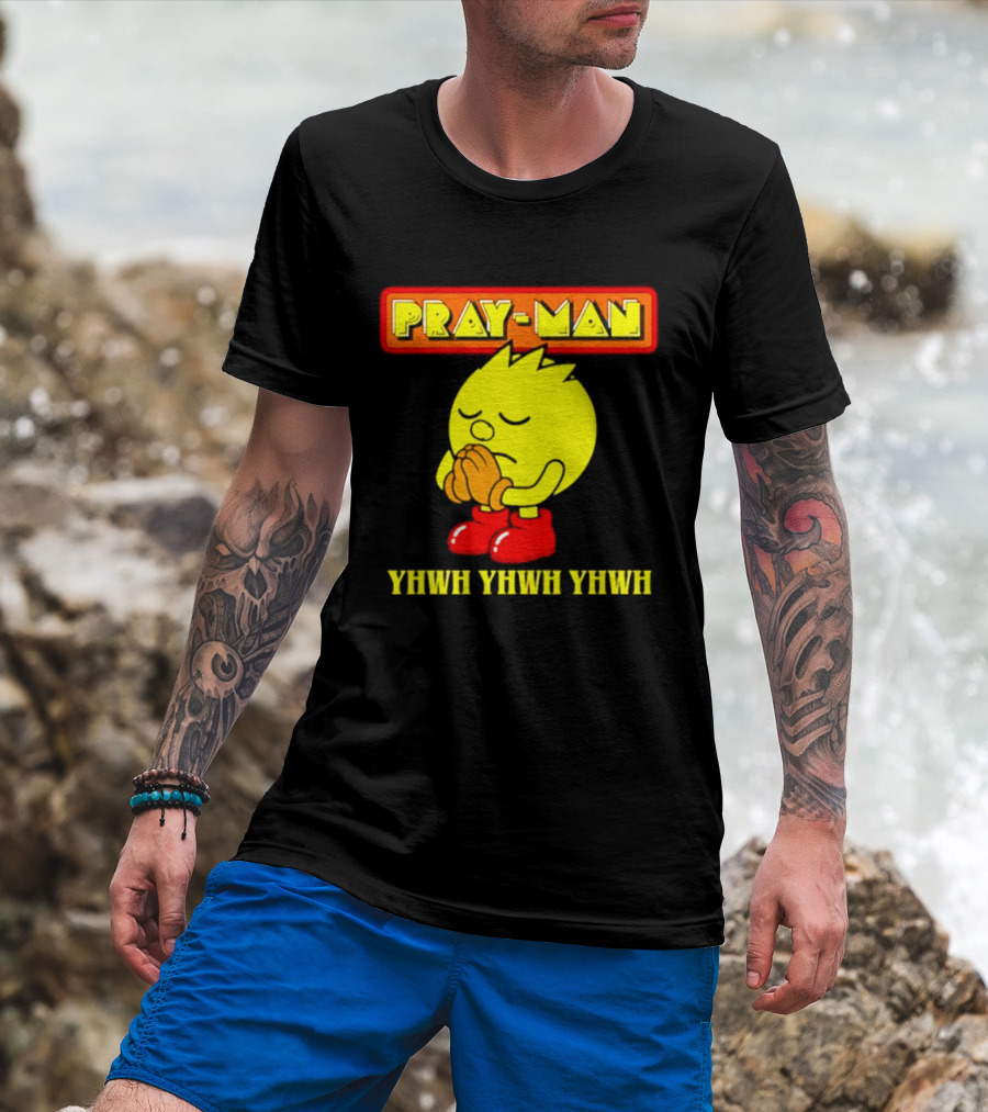 Pray Man YHWH Spiritual Pac Man Symbolism T-Shirt