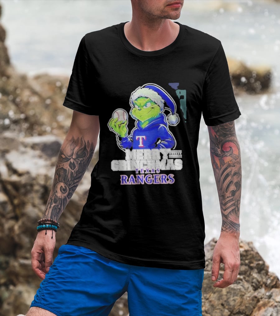 Grinch Merry Grinchmas Texas Rangers Baseball Holiday 2026 T-Shirt