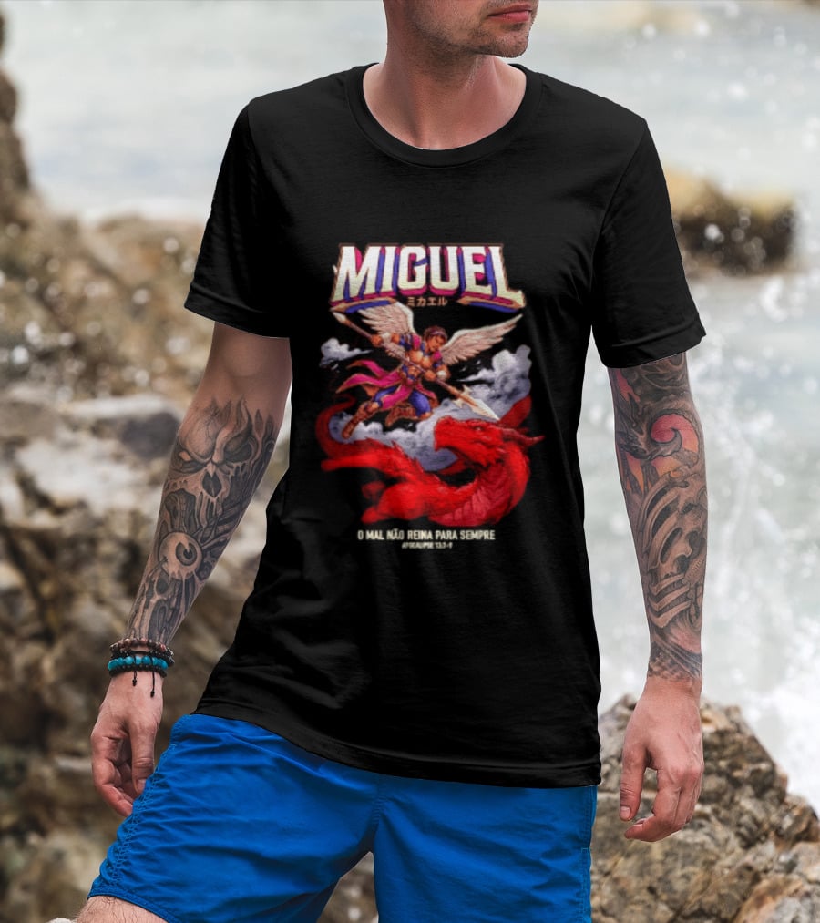 Miguel Angel Vs Dragon Apocalipse 12 7 9 O Mal Nao Reina Para Sempre T-Shirt