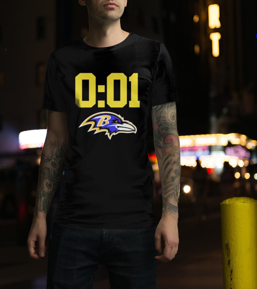 Baltimore Ravens 0:01 Logo NFL Football Team T-Shirt
