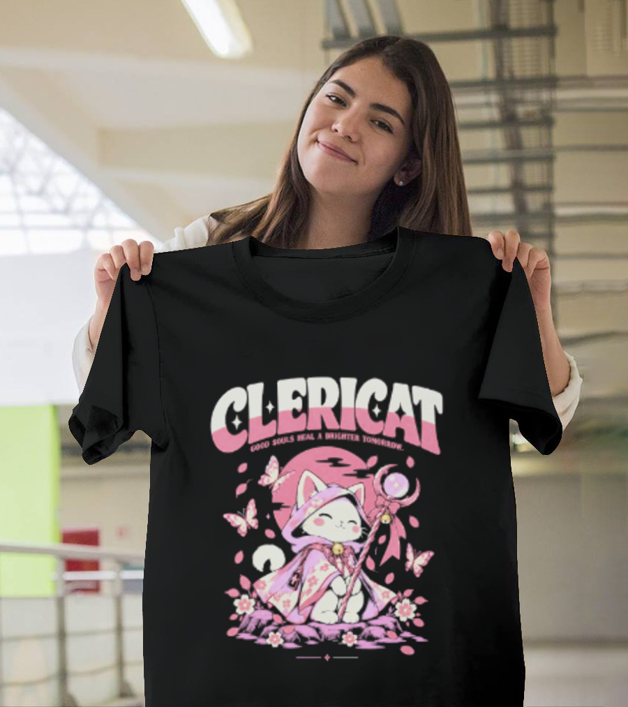 Clericat Good Souls Heal A Brighter Tomorrow Butterfly Blossoms T-Shirt