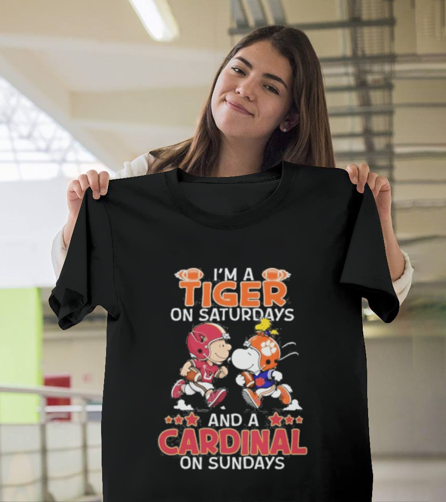 I'm A Tiger On Saturdays And A Cardinal On Sundays Charlie Brown Snoopy T-Shirt