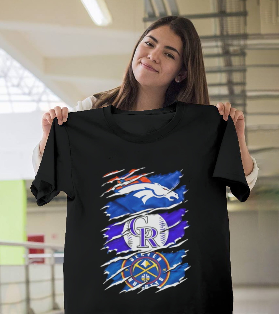 Denver Broncos Colorado Rockies Denver Nuggets Mashup Sports Fan T-Shirt