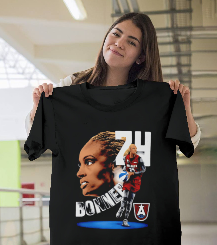 Dewanna Bonner 24 Atlanta Dream WNBA Basketball Player Portrait And Action T-Shirt