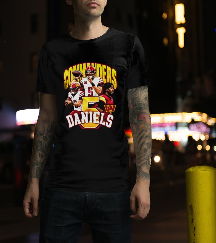 Commander Football Number 5 Jayden Daniels W T-Shirt