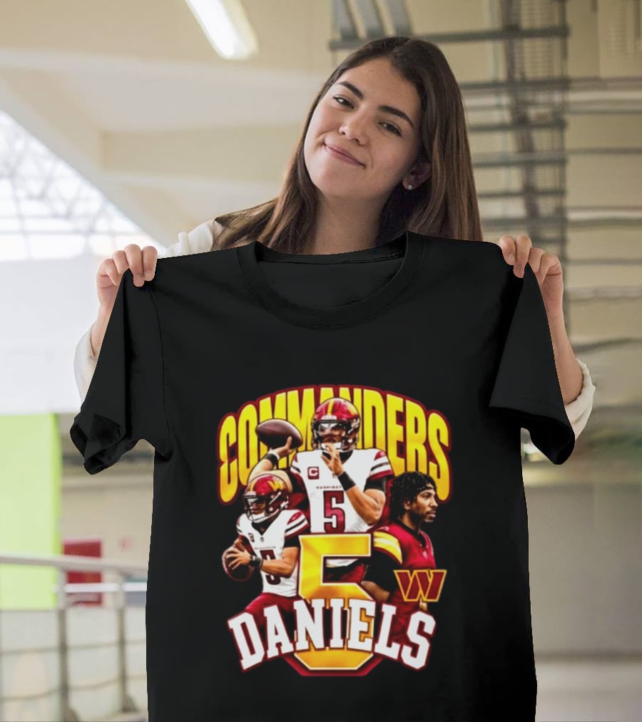 Commander Football Number 5 Jayden Daniels W T-Shirt