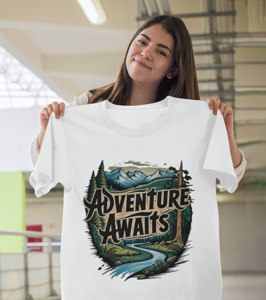 Adventure Awaits Scenic Nature Camping Family Summer Wanderlust Vacation T-Shirt