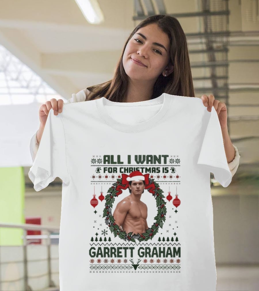 All I Want For Christmas Is Garrett Graham Festive Wreath T-Shirt