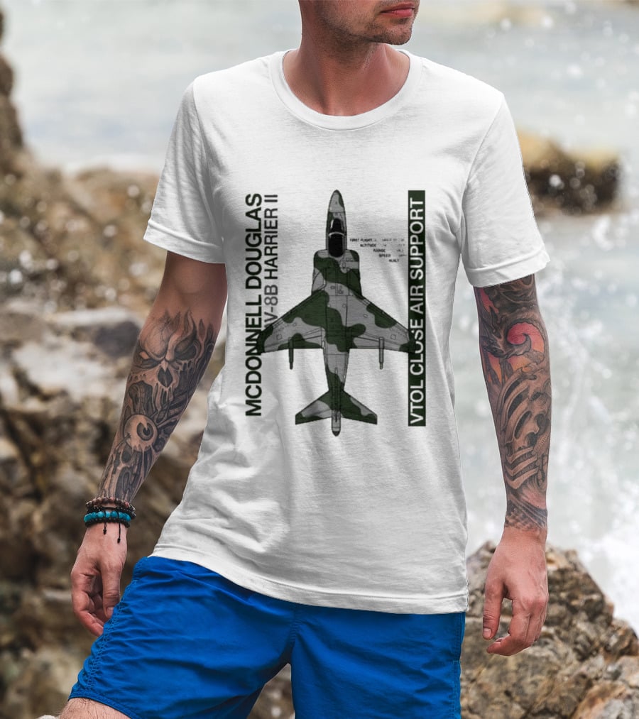 McDonnell Douglas AV 8B Harrier II VTOL Close Air Support T-Shirt