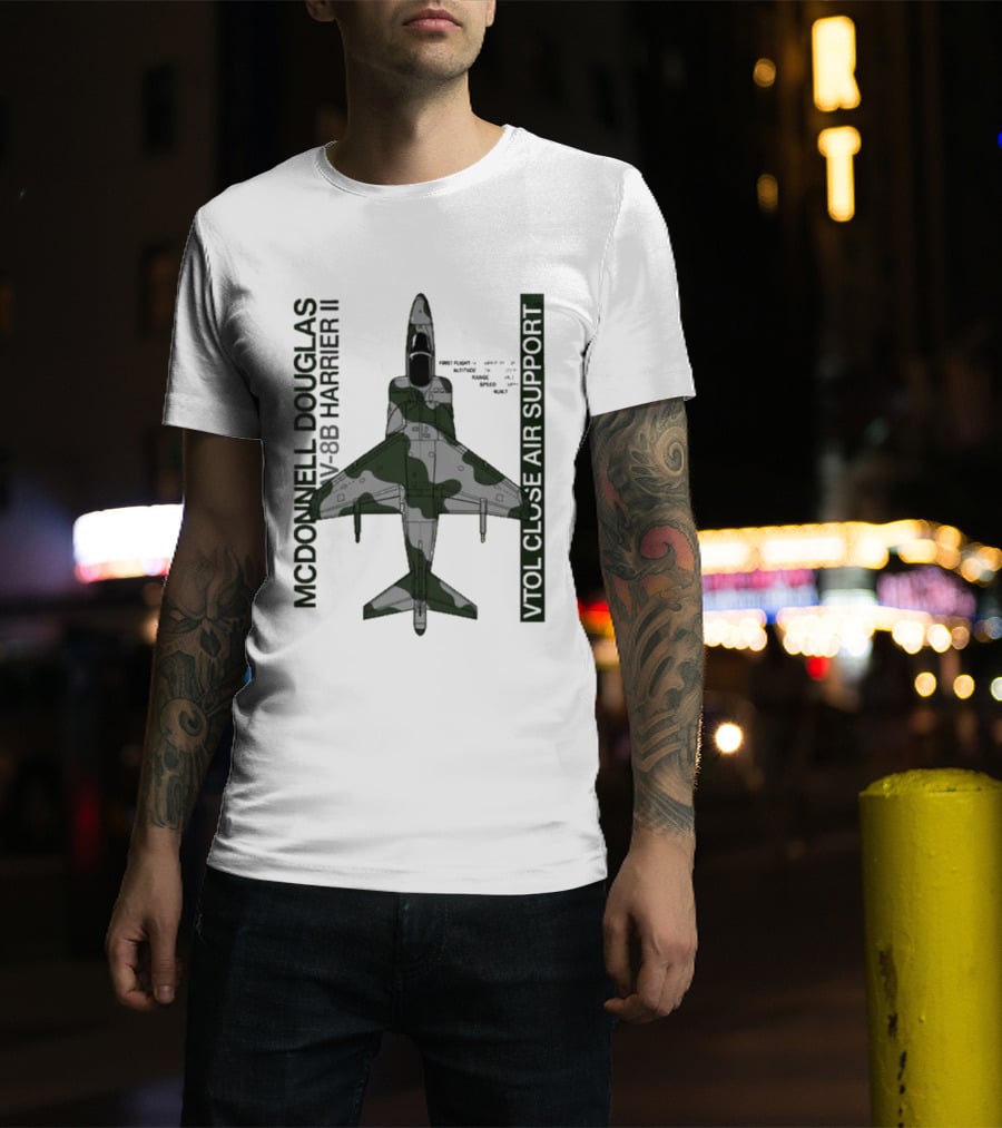 McDonnell Douglas AV 8B Harrier II VTOL Close Air Support T-Shirt