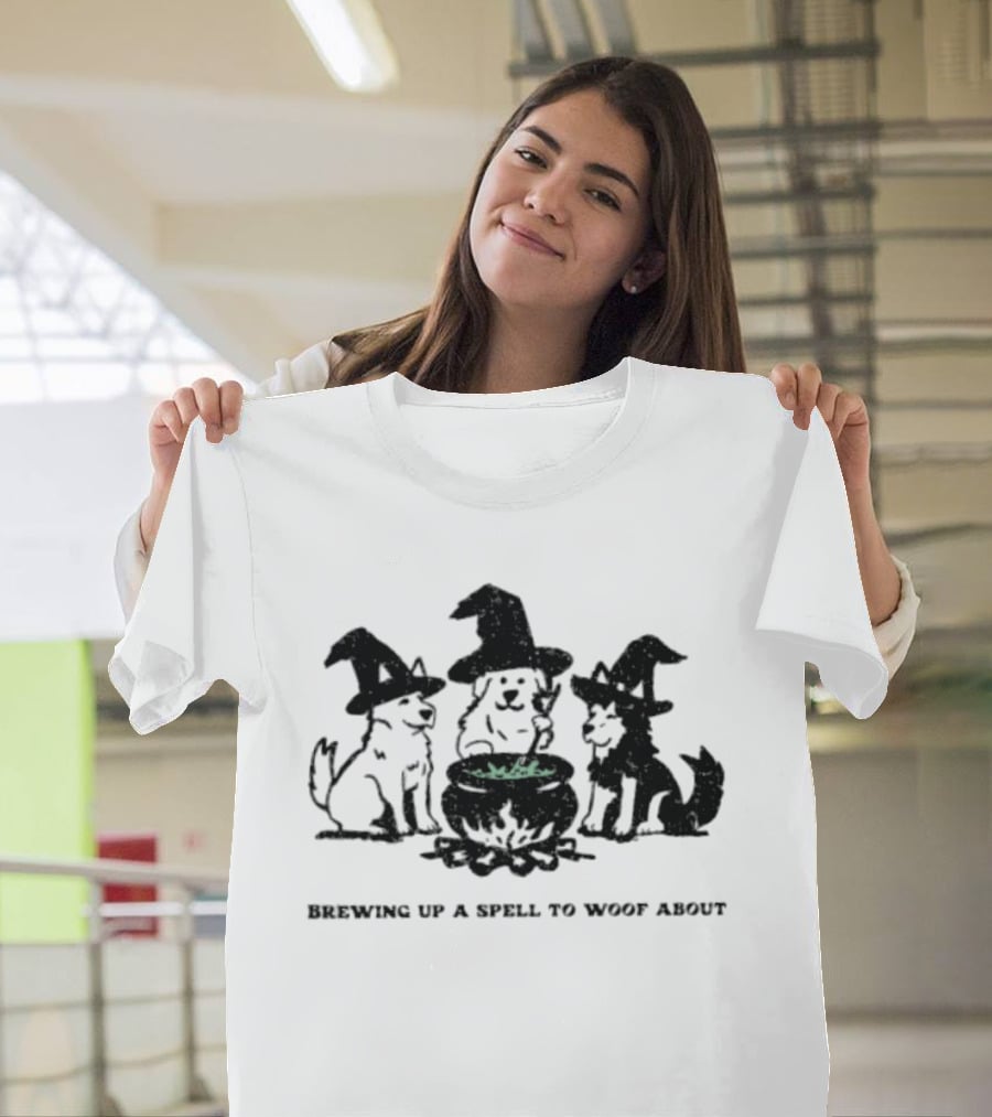 Brewing Up A Spell To Woof About Dog Witch Cauldron Trio T-Shirt
