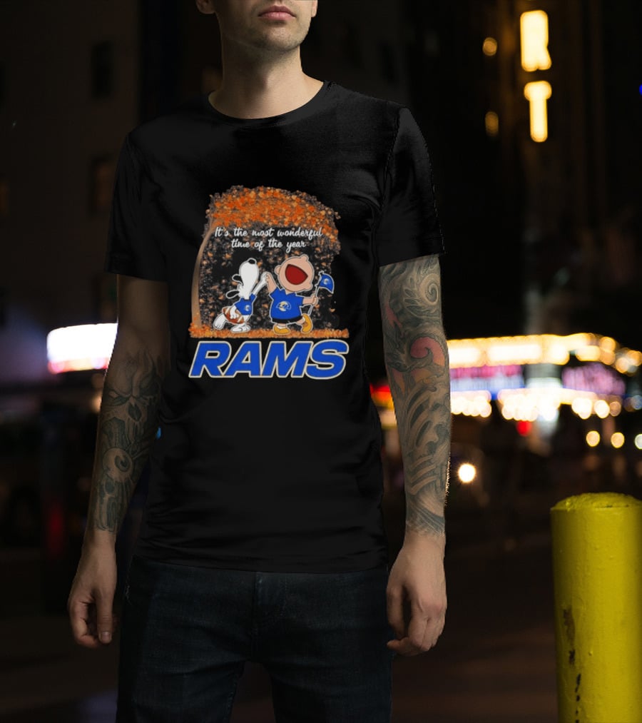 Los Angeles Rams Snoopy Charlie Brown It's The Most Wonderful Time Of The Year 2026 T-Shirt