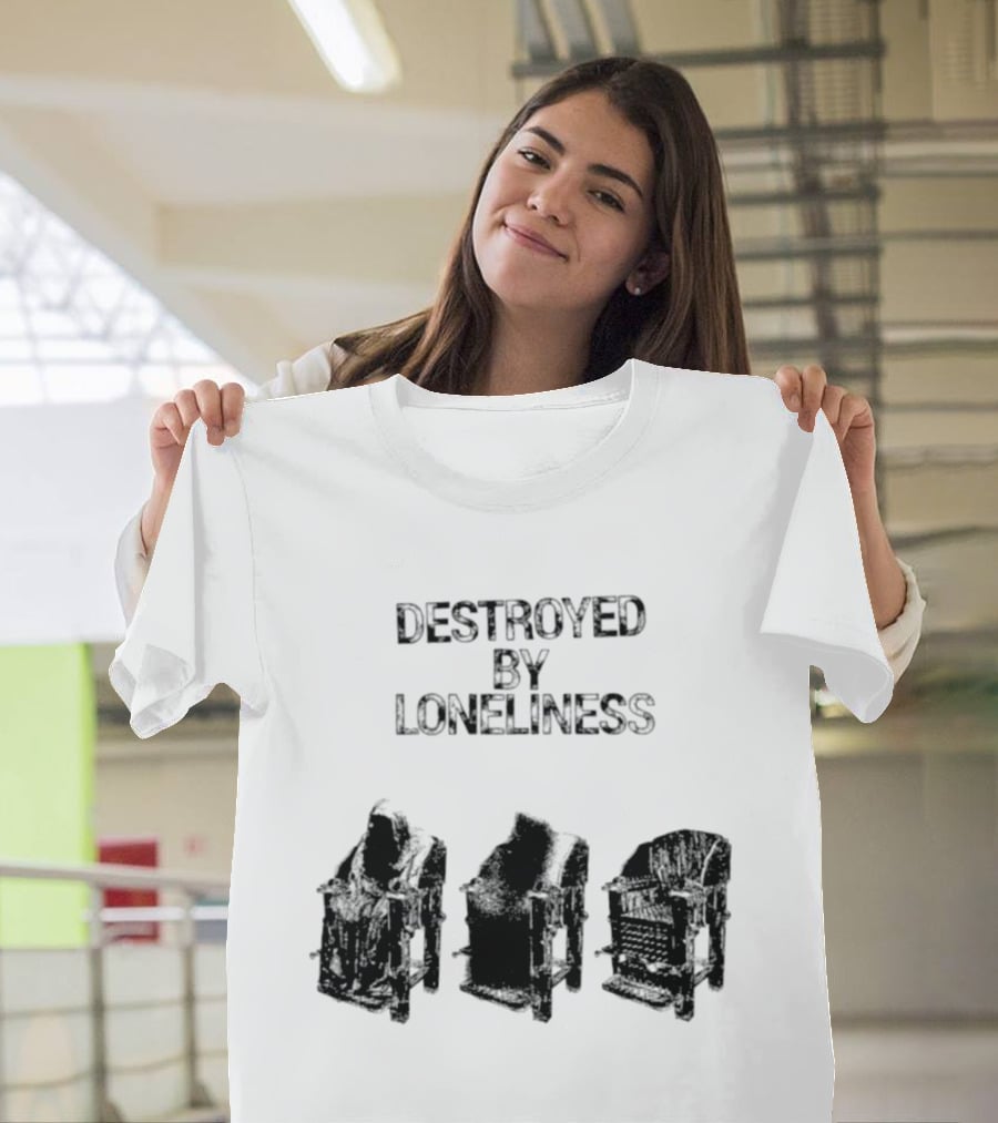 Destroyed By Loneliness Dark Gothic With Falling Office Chairs T-Shirt