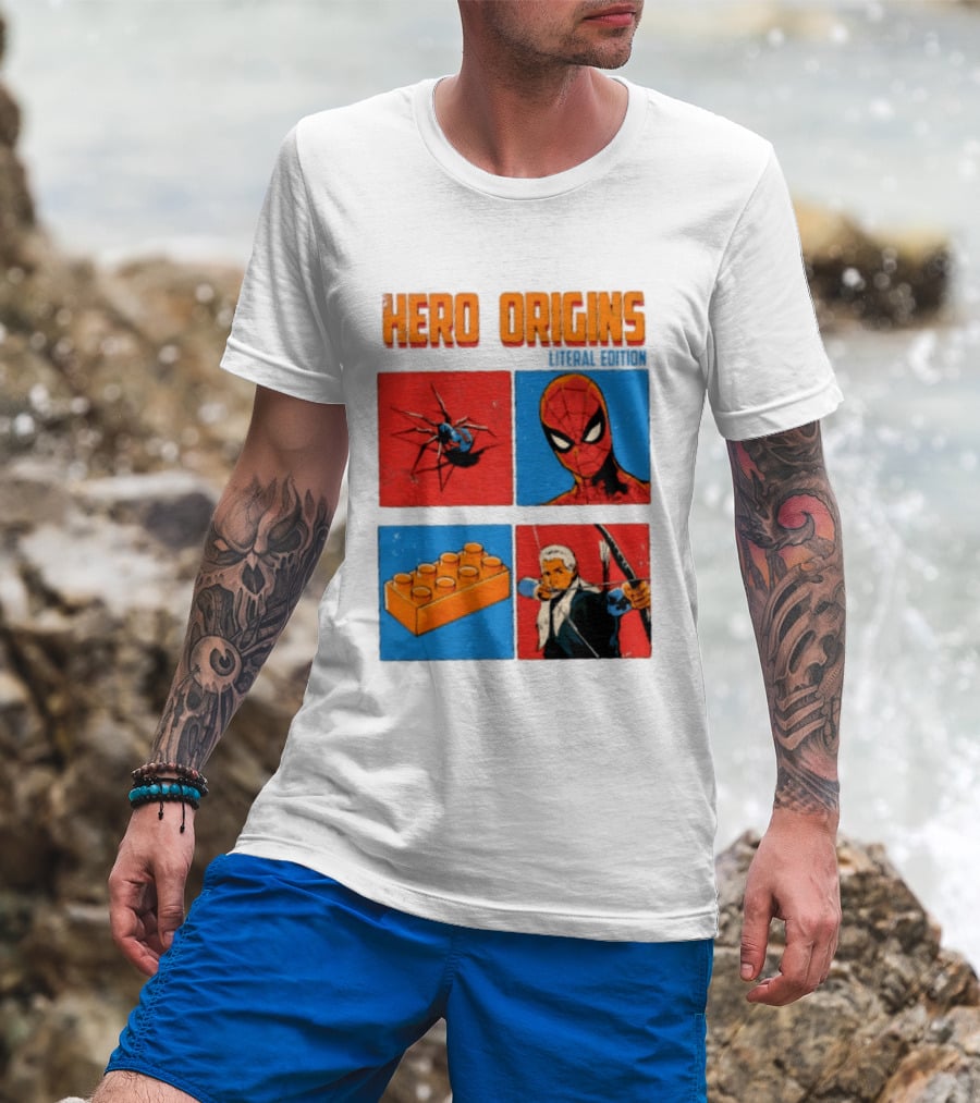 Hero Origins Spider Man Literal Edition Block Archer Spider T-Shirt