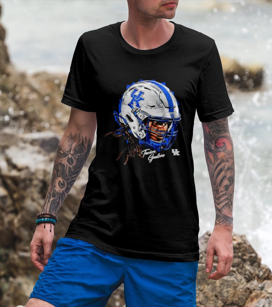 Tavion Gadson Kentucky Wildcats NCAA Football Helmet Head Swag T-Shirt