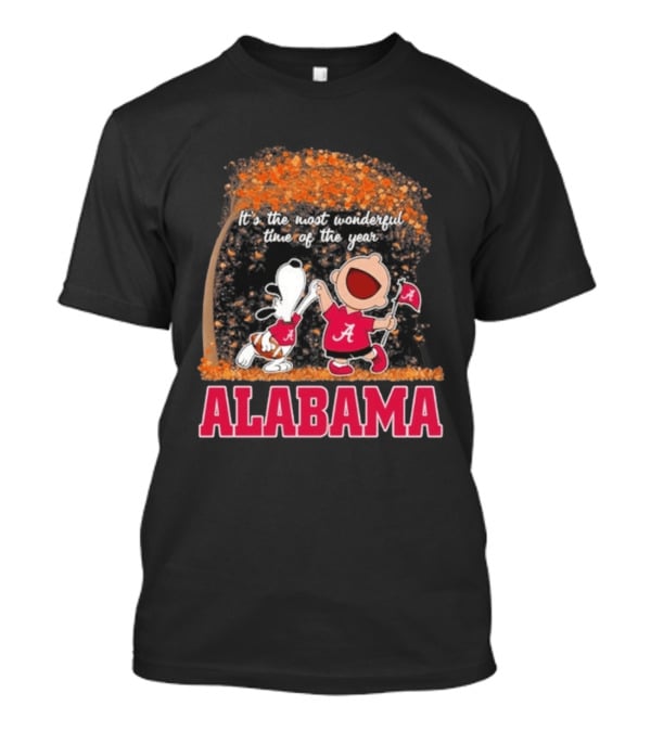 Alabama Crimson Tide Snoopy Charlie Brown It's The Most Wonderful Time Of The Year T-Shirt