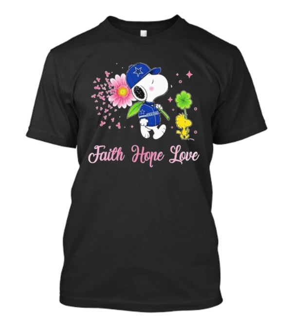 Dallas Cowboys Snoopy 2026 Breast Cancer Awareness Faith Hope Love T-Shirt