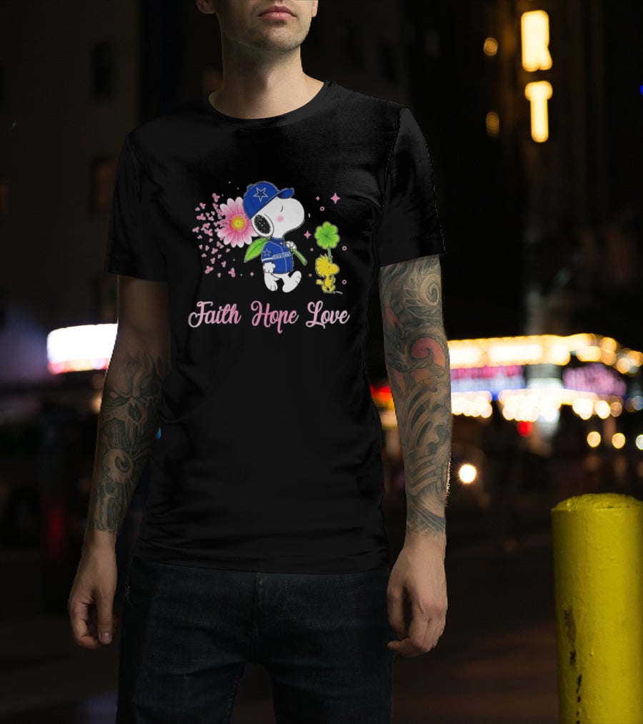 Dallas Cowboys Snoopy 2026 Breast Cancer Awareness Faith Hope Love T-Shirt