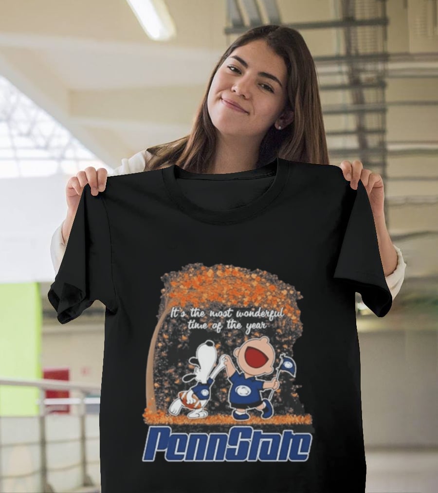 Penn State Nittany Lions Snoopy Charlie Brown Dancing It's The Most Wonderful Time Of The Year T-Shirt