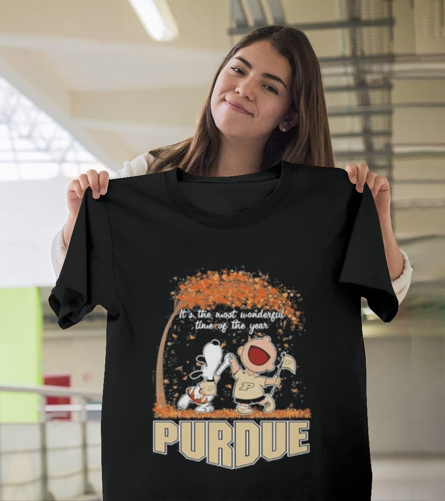 Purdue Boilermakers Snoopy Charlie Brown 2026 Most Wonderful Time Of The Year T-Shirt