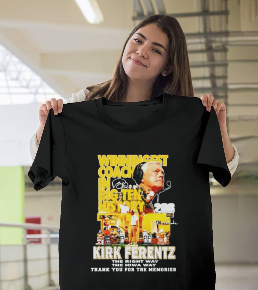 Kirk Ferentz Winningest Coach Big Ten History Iowa Hawkeyes Memories T-Shirt