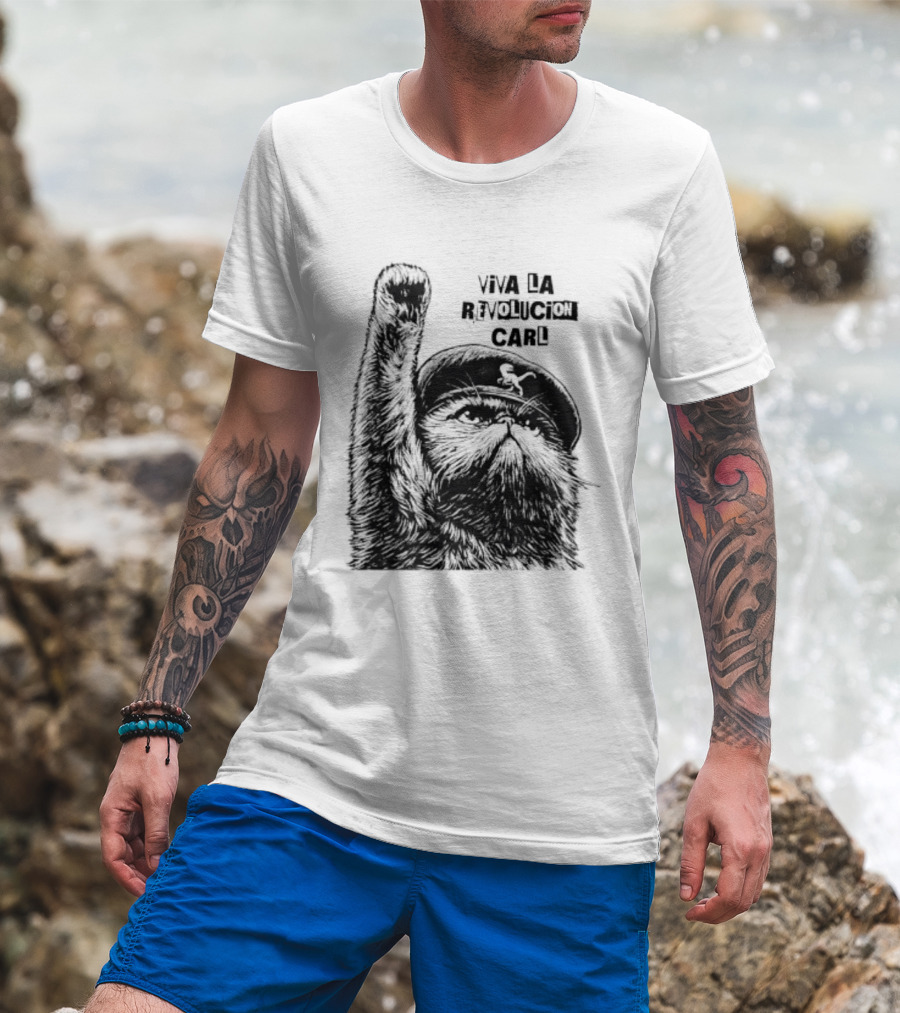 Viva La Revolución Carl Revolutionary Cat Uplifted Paw T-Shirt