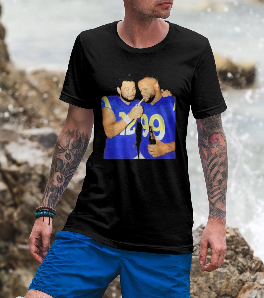 Los Angeles Rams Puka Nacua Aaron Donald Smoking Drinking NFL Football Team Players T-Shirt
