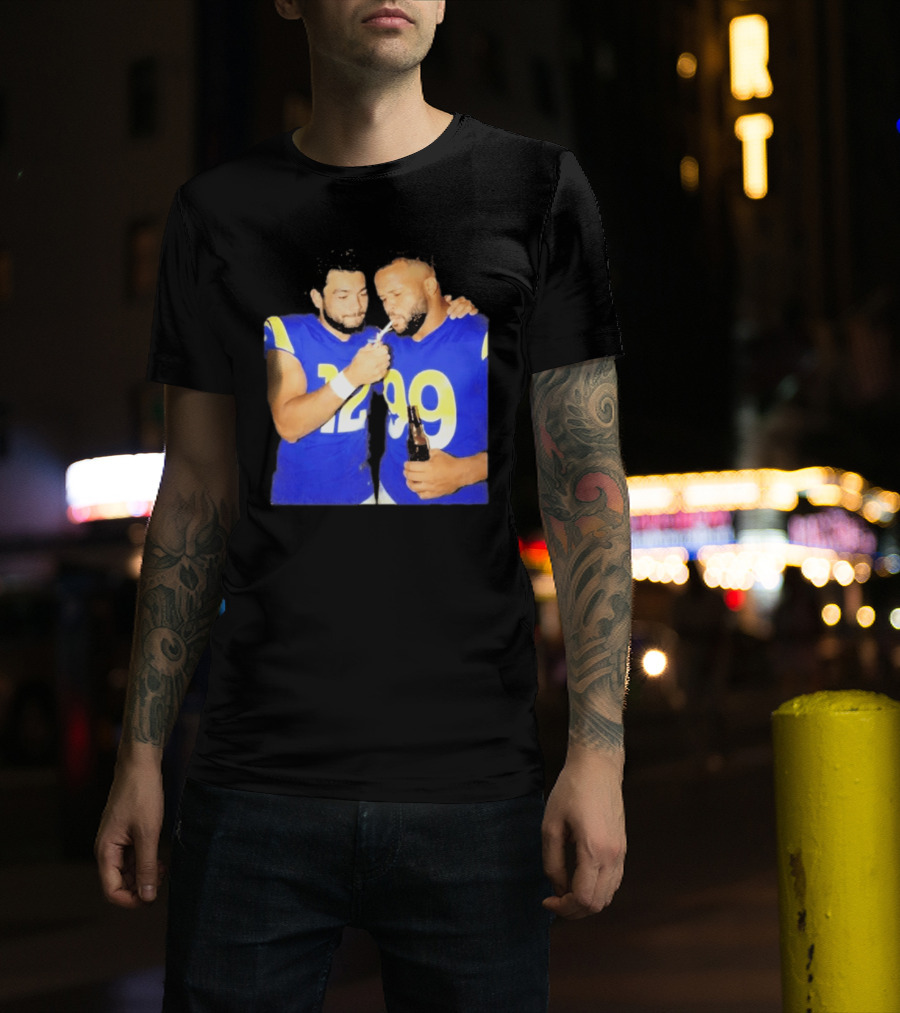 Los Angeles Rams Puka Nacua Aaron Donald Smoking Drinking NFL Football Team Players T-Shirt