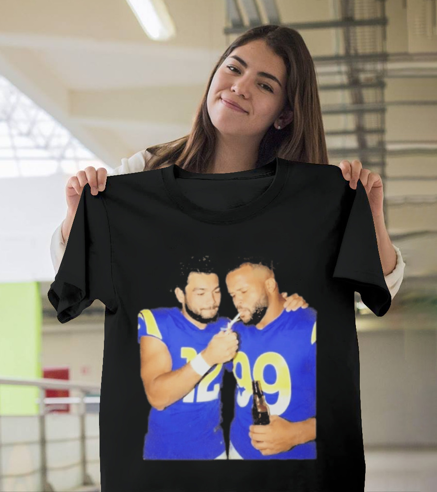 Los Angeles Rams Puka Nacua Aaron Donald Smoking Drinking NFL Football Team Players T-Shirt