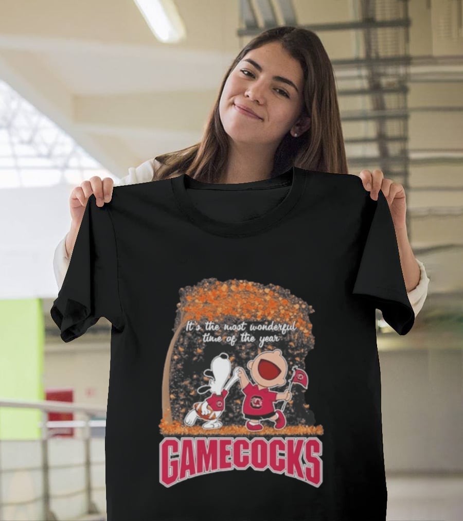 South Carolina Gamecocks Snoopy Charlie Brown 2026 It's The Most Wonderful Time Of The Year T-Shirt