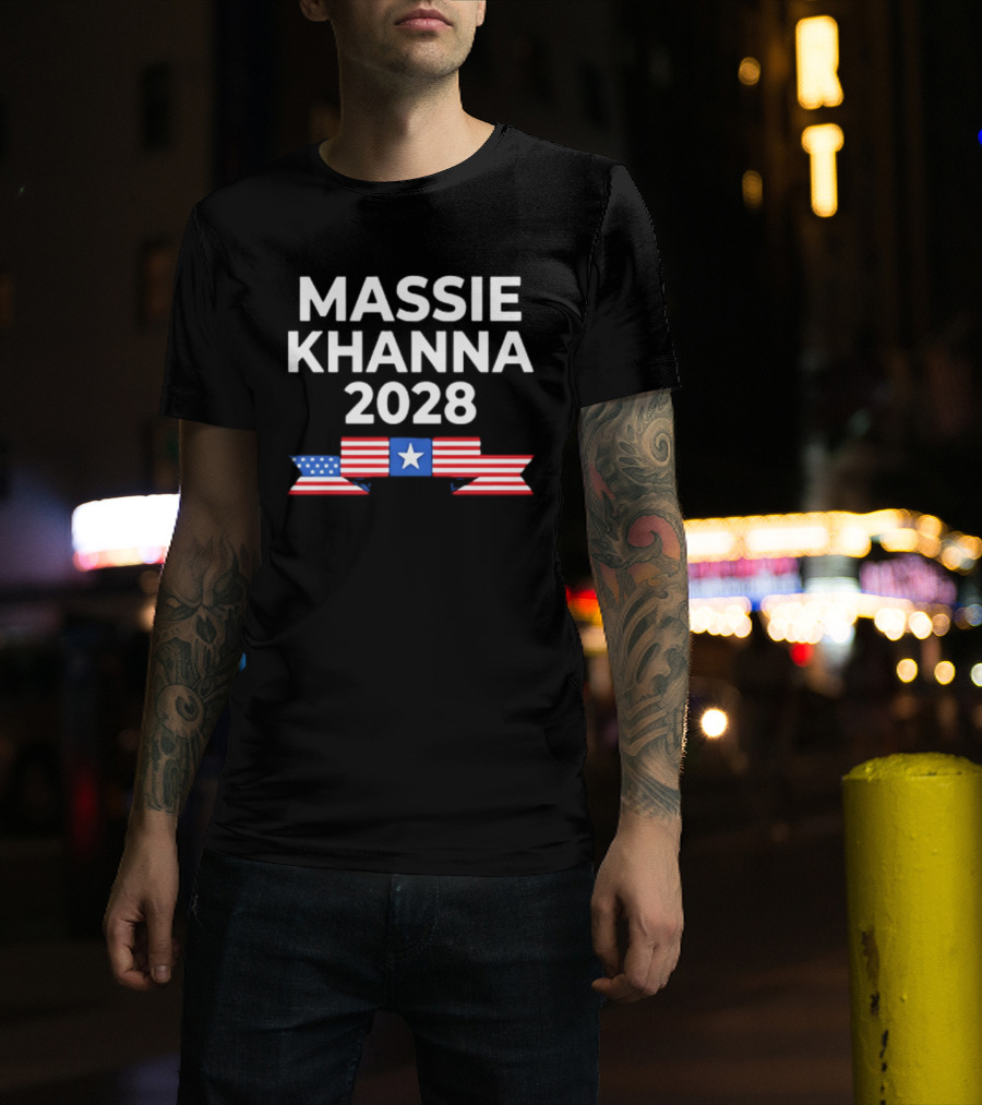 Massie Khanna 2028 American Flag Election Campaign T-Shirt