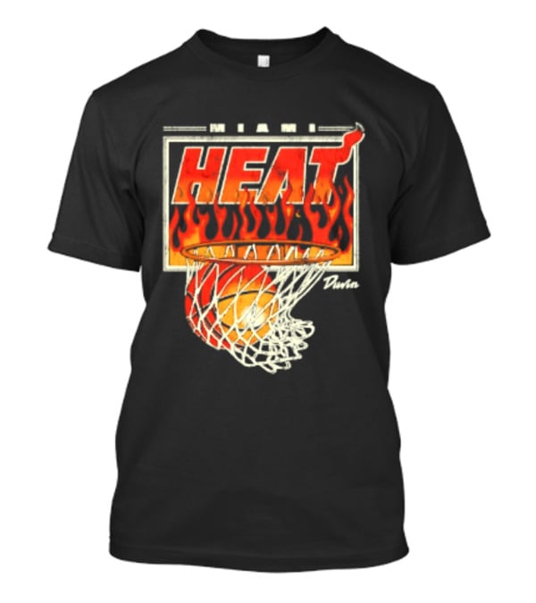 Miami Heat Duvin Basketball NBA Flaming Hoop And Ball T-Shirt