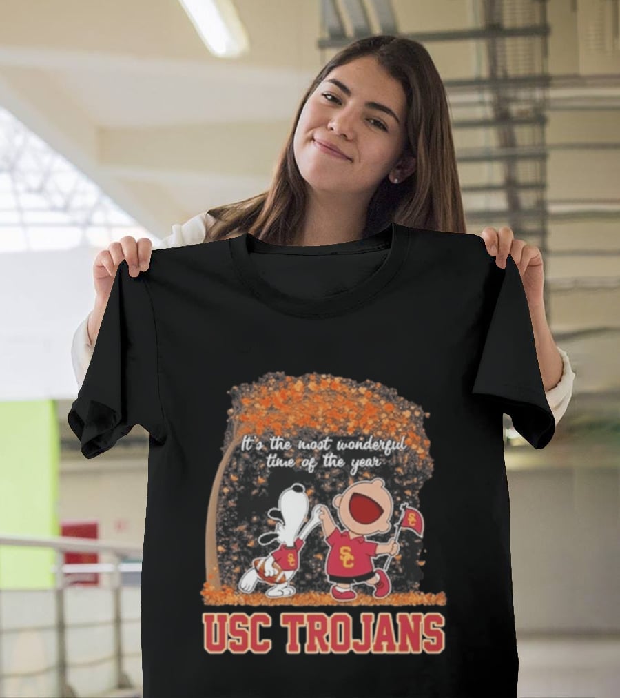 USC Trojans Snoopy Charlie Brown Dancing 2026 Most Wonderful Time Of The Year T-Shirt
