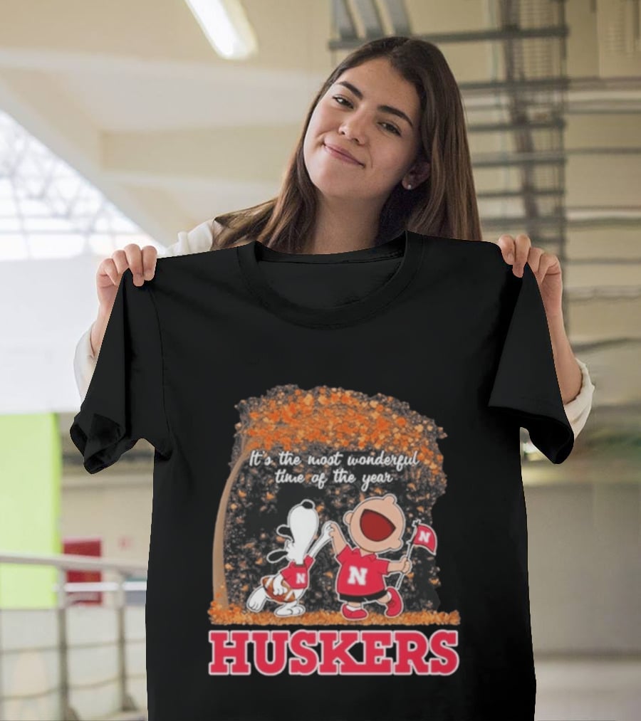 Huskers Snoopy Charlie Brown It's The Most Wonderful Time Of The Year T-Shirt