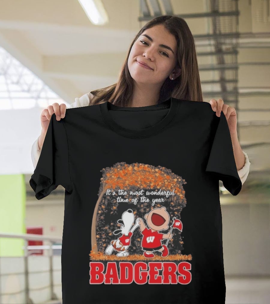 Wisconsin Badgers Snoopy Charlie Brown It's The Most Wonderful Time Of The Year 2026 T-Shirt