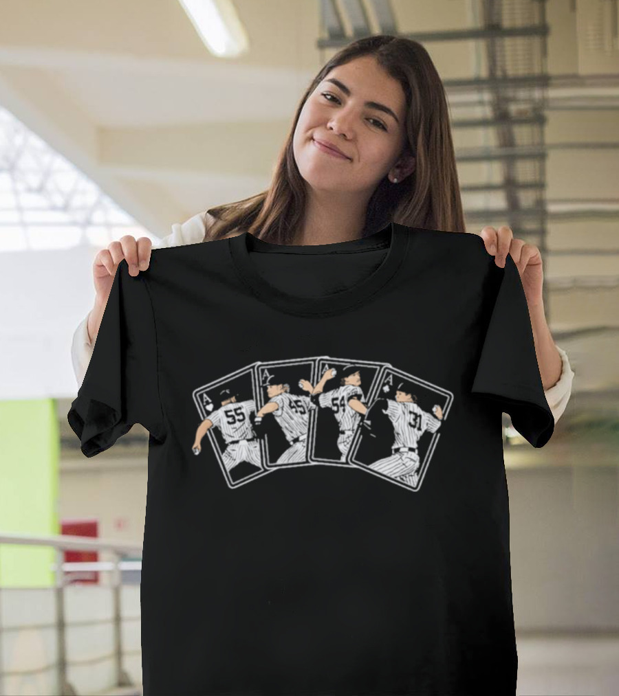 Yankees Four Aces Playing Cards Baseball Pitchers 55 45 99 34 T-Shirt