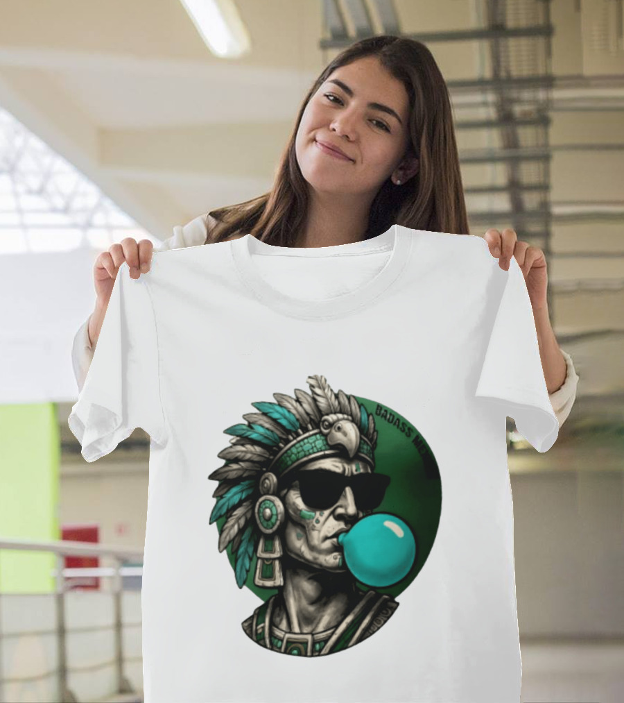 Aztec Warrior With Sunglasses Chewing Bubble Gum Badass Mexicans T-Shirt